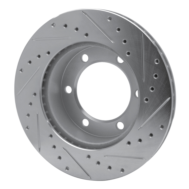 Toyota 4Runner Brake Rotor (1) - Front Left - R1 Concepts - Drilled & Slotted - Silver - `95-`04